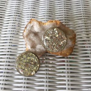 Vintage Costume jewelry earrings round gold clip